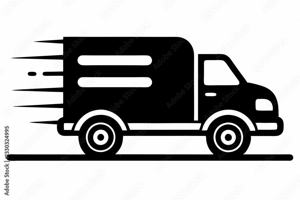 fast moving shipping delivery truck line art silhouette vector illustration fast moving shipping delivery truck line art silhouette vector illustration