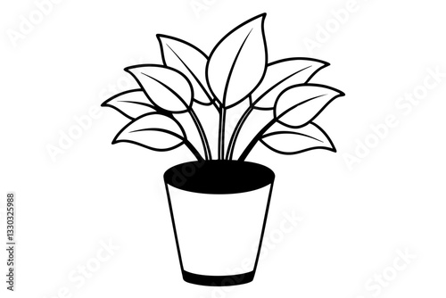 house plant line art silhouette vector illustration