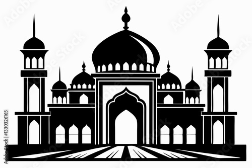 mosque line art silhouette vector illustration
