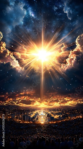 Stunning illustration of a large star in the night sky reflecting the revelation of jesus christ from the new testament