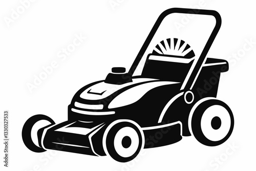 mower line art silhouette vector illustration