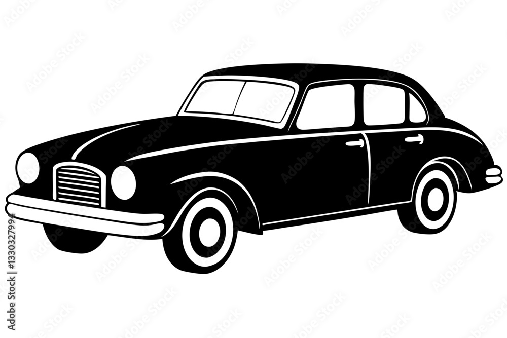 Fototapeta premium old car line art silhouette vector illustration