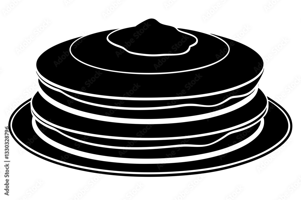 pancakes line art silhouette vector illustration pancakes line art silhouette vector illustration