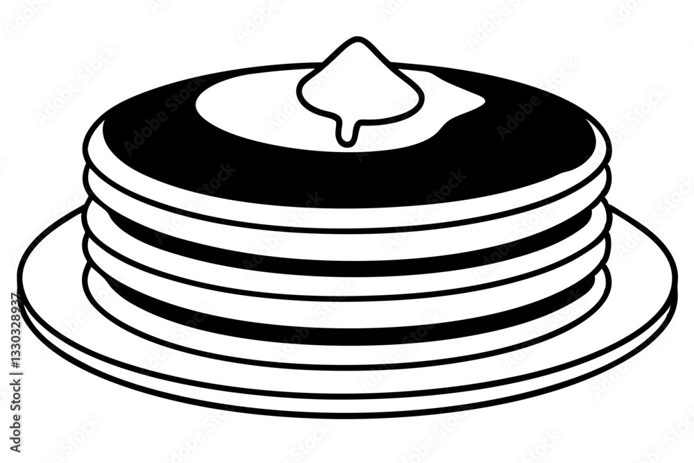 pancakes line art silhouette vector illustration pancakes line art silhouette vector illustration
