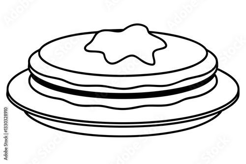 pancakes line art silhouette vector illustration