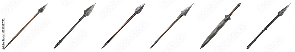 Collection of Various Spear Designs Displayed in a Row, PNG bundle collection, Isolated on Transparent Background Collection of Various Spear Designs Displayed in a Row, PNG bundle collection, Isolated on Transparent Background