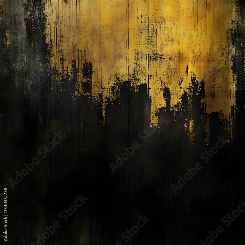 A sophisticated digital backdrop with rich black fading into vibrant yellow, accented by subtle glowing light and refined grain effect, creating depth and elegance in a minimalist composition