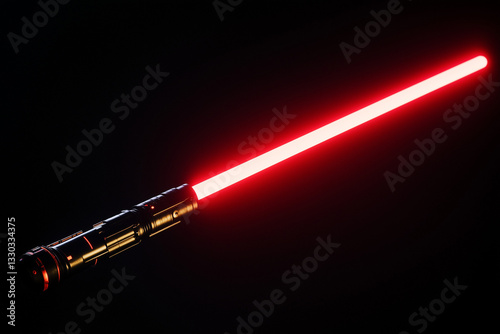 Red lightsaber isolated on a black background