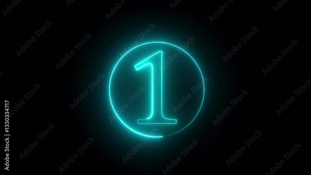 A circle with a cyan neon number and the text in the middle 1 of it display animation neon style animation neon number A circle with a cyan neon number and the text in the middle 1 of it display animation neon style animation neon number