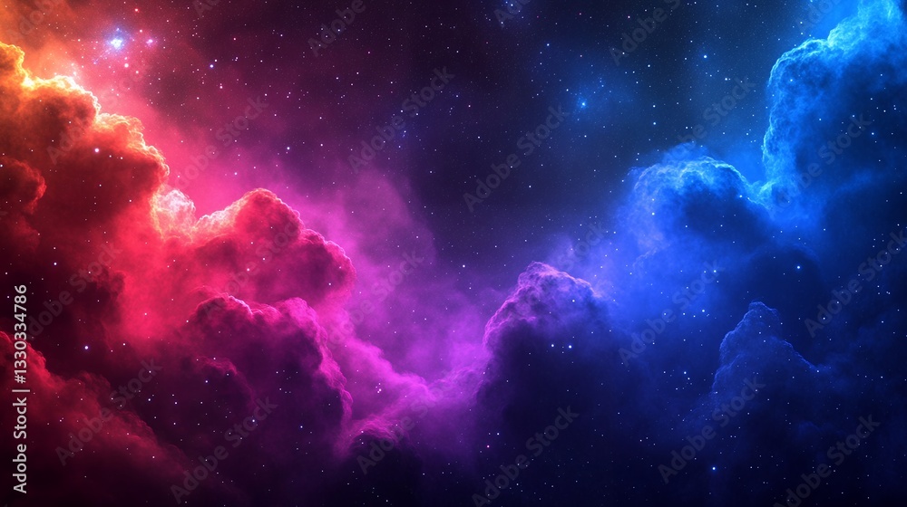 Fototapeta premium Vibrant Nebula Cosmic Space Background with Pink and Blue Clouds Stars