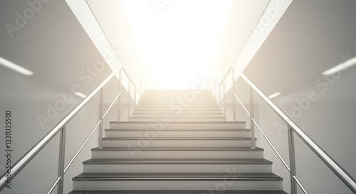 Sleek, minimalist staircase leading into infinite light