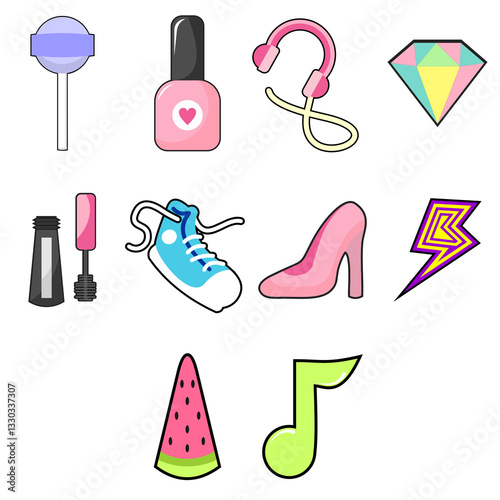 cute girl favorite stuff element illustration