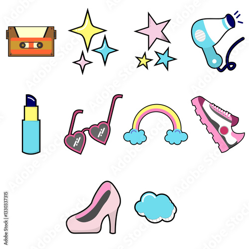 cute girl favorite stuff element illustration
