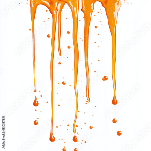 a watery brush stroke of red and orange watercolor isolated  on white background ,oil paint, drips, colorful

