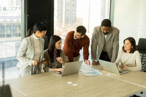 Team collaborates in modern...