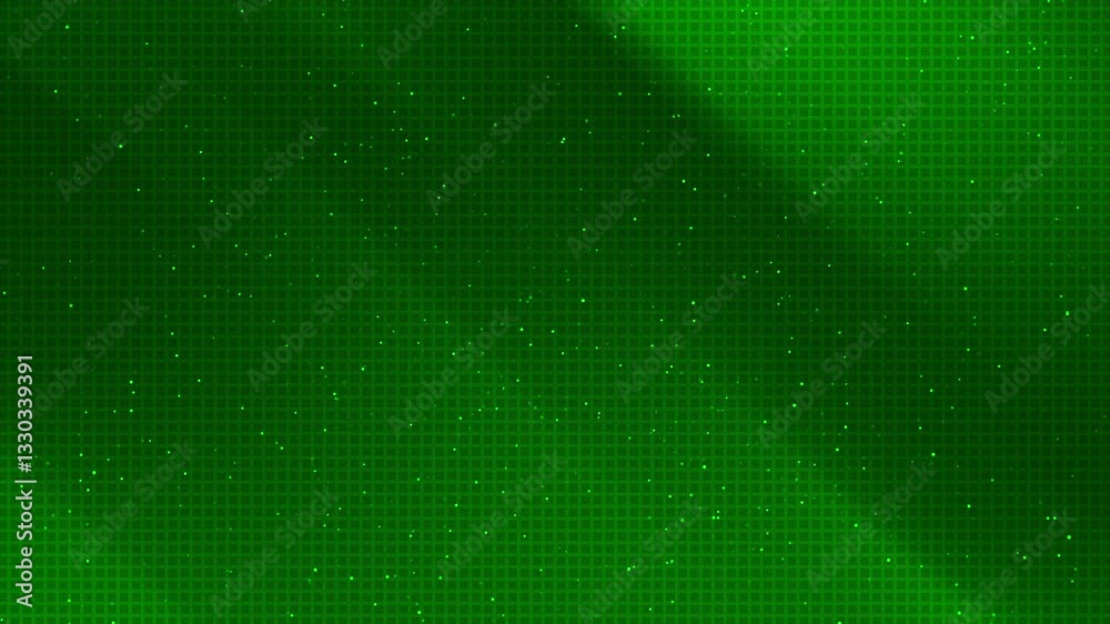 dark green gradient background with square theme with floating and blinking dots.