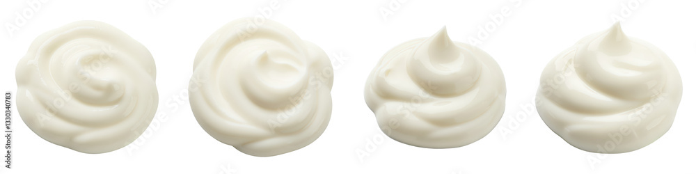 Dollop of Plain Yogurt on White, Cut Out Set Dollop of Plain Yogurt on White, Cut Out Set