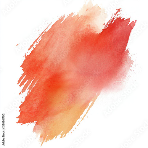 a watery brush stroke of red and orange watercolor isolated  on white background ,oil paint, drips, colorful

