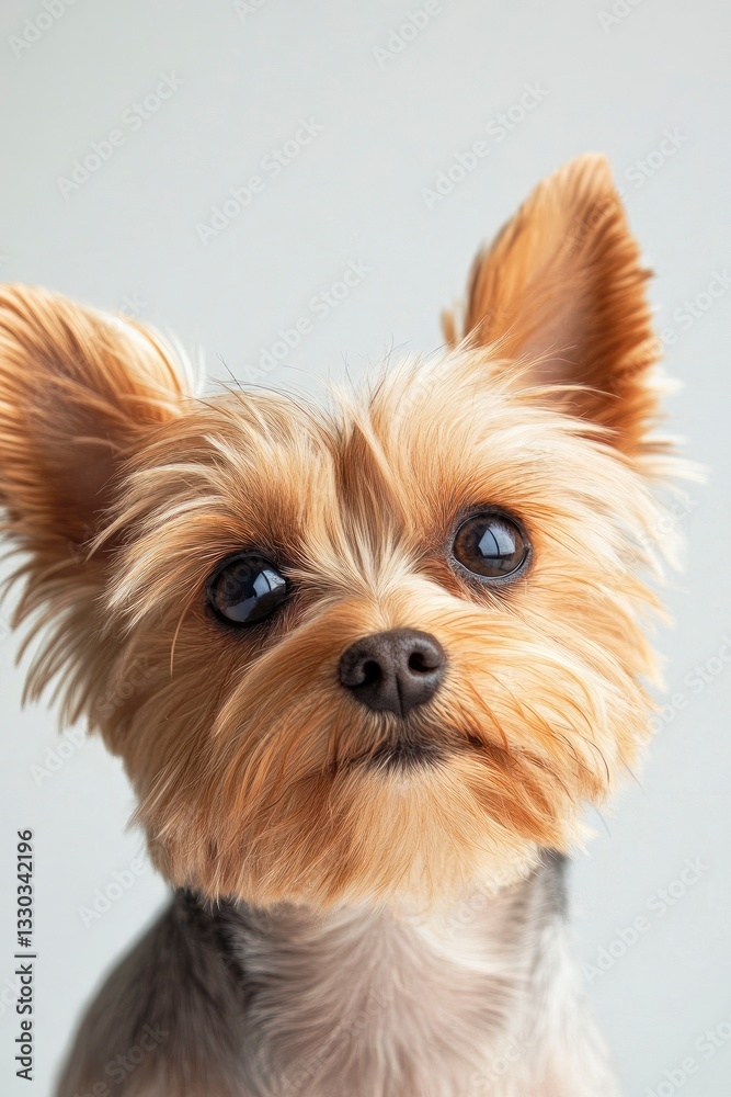 Yorkie Dog Head Tilt Close Up Portrait with Curious Expression Yorkie Dog Head Tilt Close Up Portrait with Curious Expression