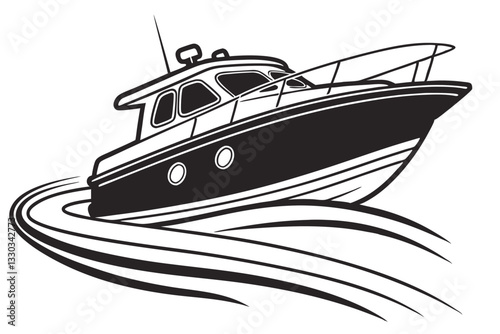 Silhouette of a boat and ship on the ocean with water and beach, showcasing a marine vacation scene.