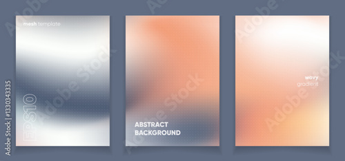 Abstract gray pink colors liquid background card set with gradient mesh. Blurred fluid colorful background. Modern design template for web covers, ad banners, posters, brochures etc.