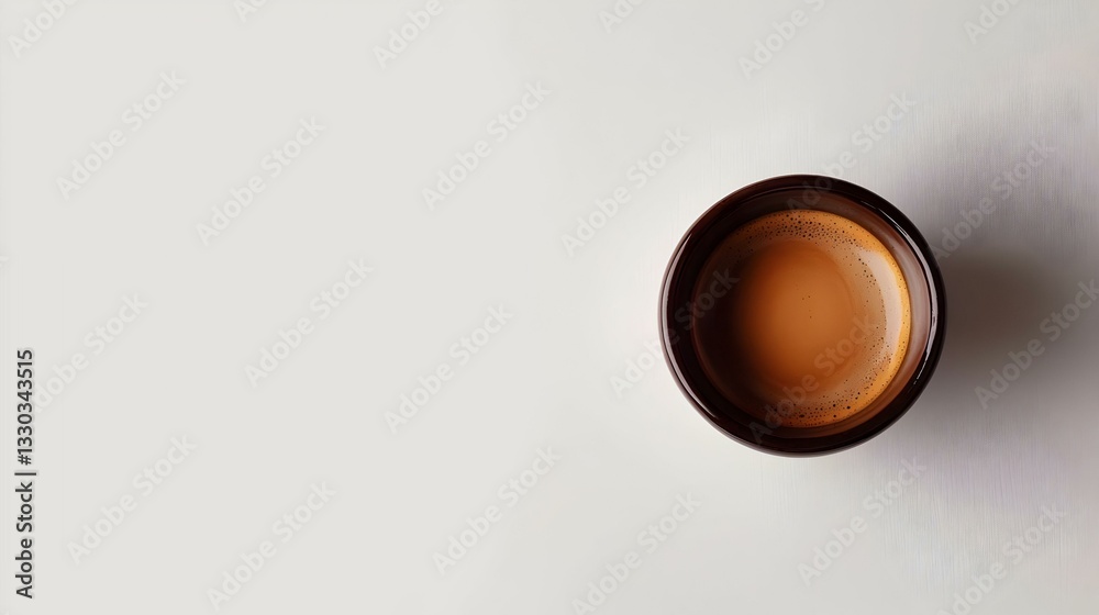 black coffee in a coffee cup top view isolated