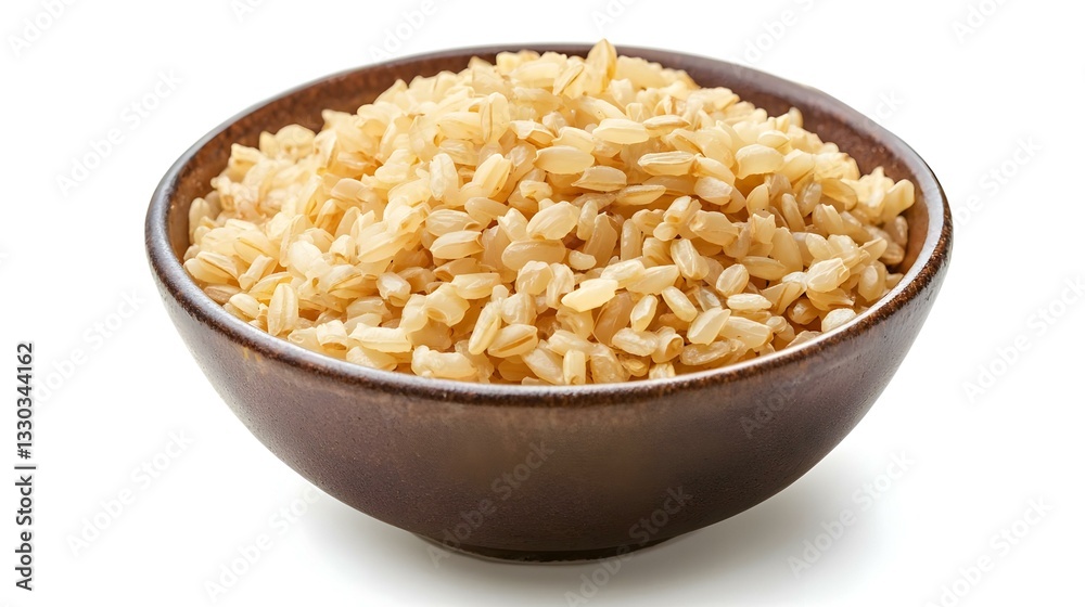 Brown Rice Flakes in a bowl on a white Brown Rice Flakes in a bowl on a white