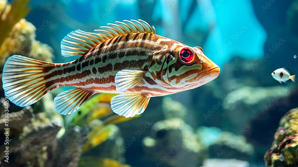 Farbenfroher Fisch schwimmt durch ein Korallenriff