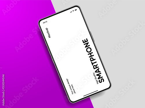 Realistic smartphone mockup. Mobile phone vector with isolated on white background. Device front view. 3D mobile phone with shadow. Realistic, high quality smart phone mockup for ui ux presentation.
