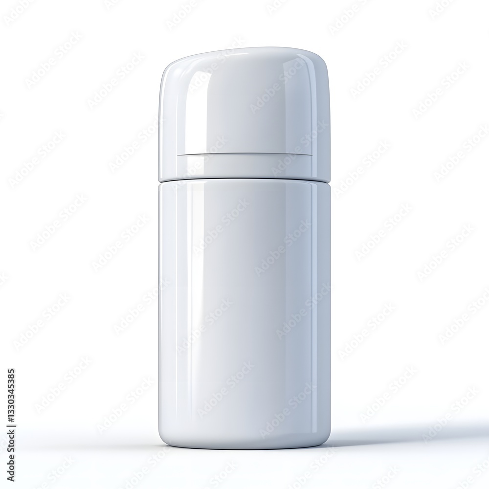 White cylindrical cosmetic container mockup isolated on white background for branding and design White cylindrical cosmetic container mockup isolated on white background for branding and design