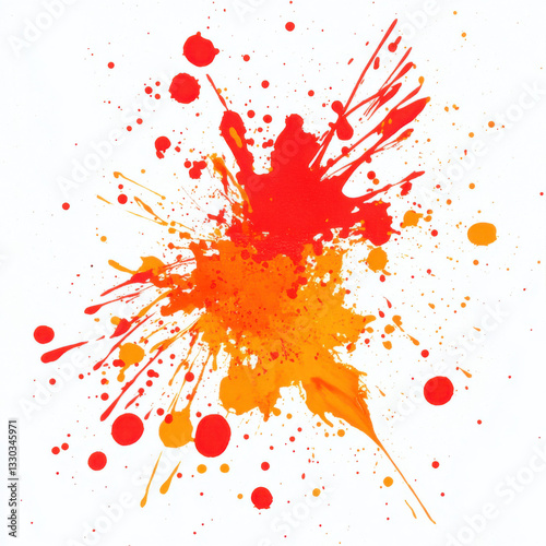 a watery brush stroke of red and orange watercolor isolated  on white background ,oil paint, drips, colorful

