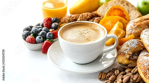 Obraz na płótnie cup of coffee isolated on white w salonie