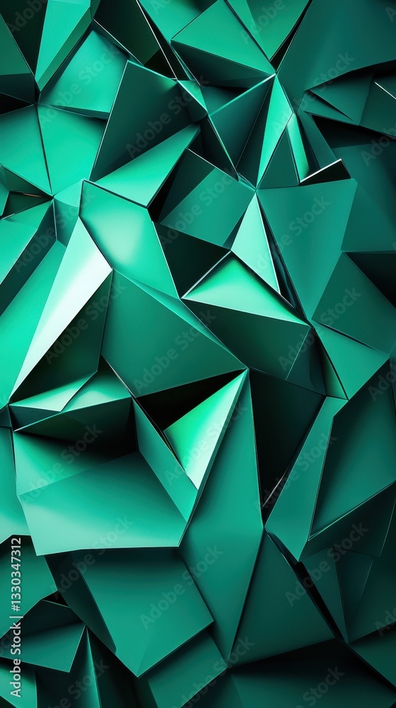 Fototapeta premium An abstract geometric pattern featuring many triangular shapes in green