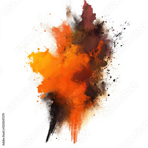 a watery brush stroke of red and orange watercolor isolated  on white background ,oil paint, drips, colorful

