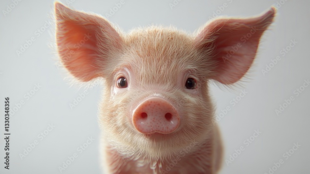 Fototapeta premium Adorable baby piglet faces the camera