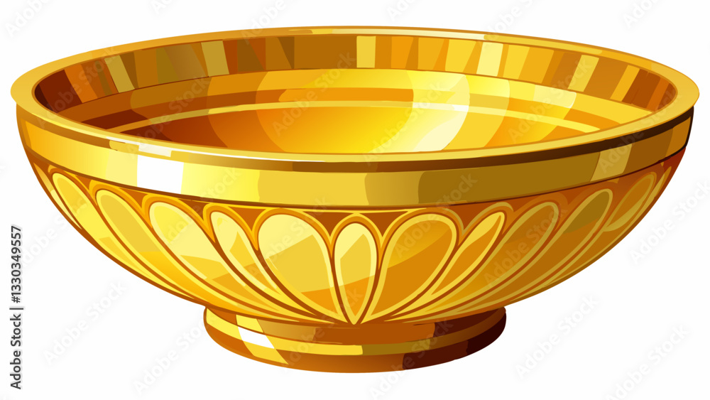 Empty crockery gold bowl isolated on white background Empty crockery gold bowl isolated on white background