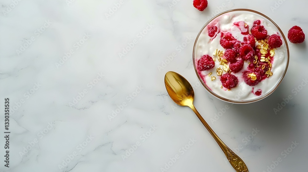 Healthy raspberry yogurt parfait in a glass Healthy raspberry yogurt parfait in a glass