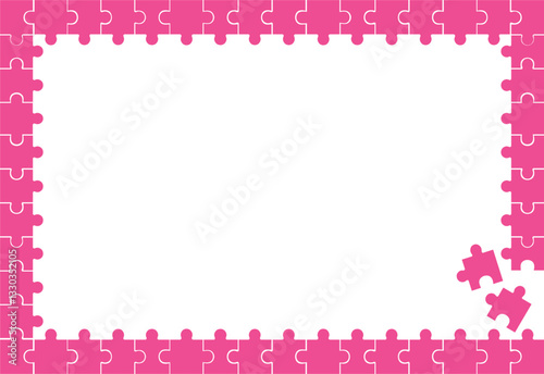 Abstract background pink puzzle frame with blank space. Rectangular shape