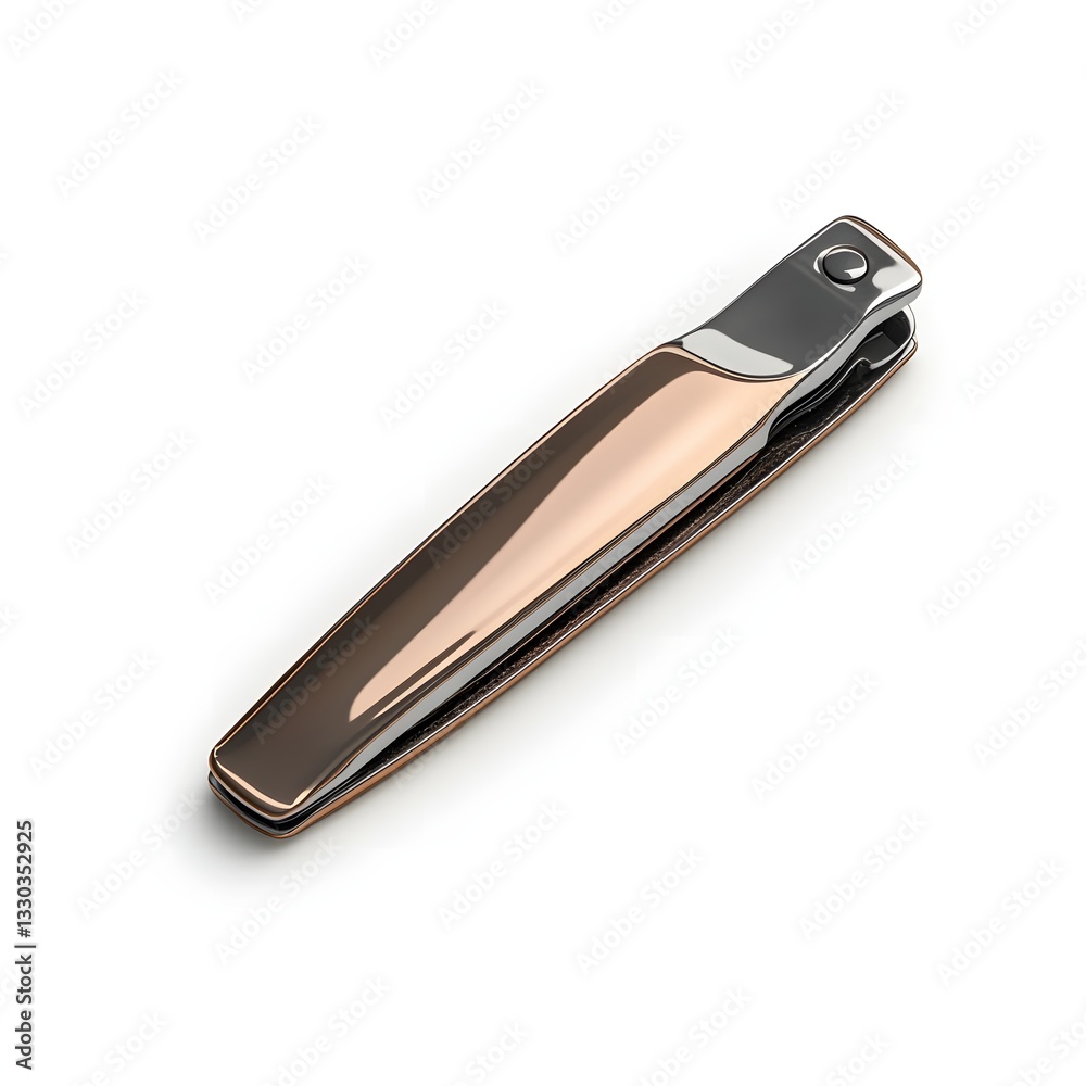 Elegant Rose Gold and Silver Nail Clipper Isolated on White BackgroundProfessional Manicure Tool Elegant Rose Gold and Silver Nail Clipper Isolated on White BackgroundProfessional Manicure Tool