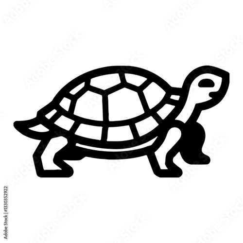 Full Body Tortoise Outline Walking Black and White Minimalist Line Art Drawing with Details