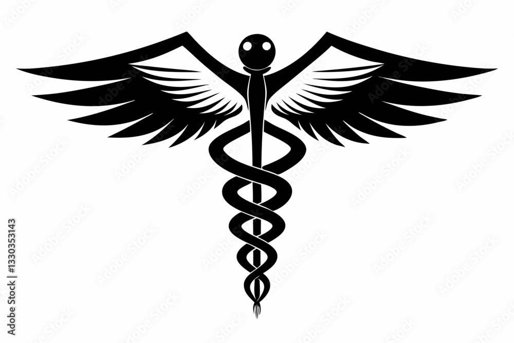 caduceus medical symbol line art silhouette vector illustration caduceus medical symbol line art silhouette vector illustration