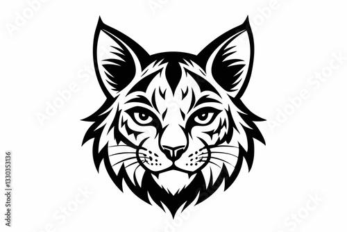 Photography bobcat face logo line art silhouette vector illustration