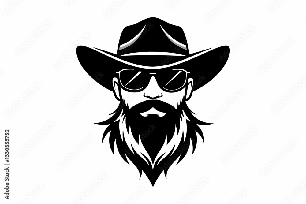 cowboy beard sunglasses engraving line art silhouette vector illustration cowboy beard sunglasses engraving line art silhouette vector illustration