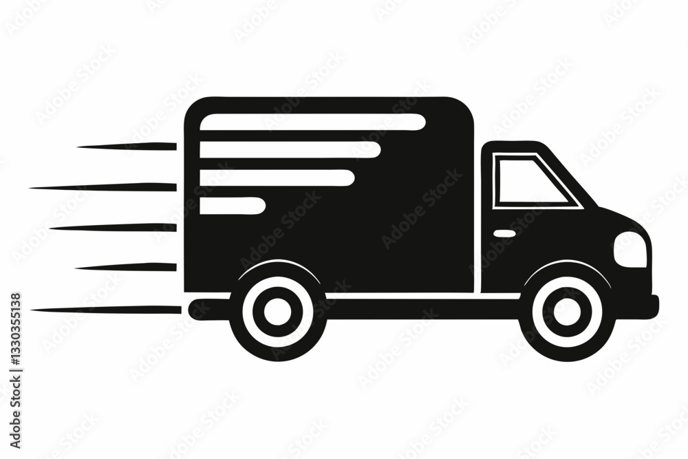 fast moving shipping delivery truck line art silhouette vector illustration fast moving shipping delivery truck line art silhouette vector illustration