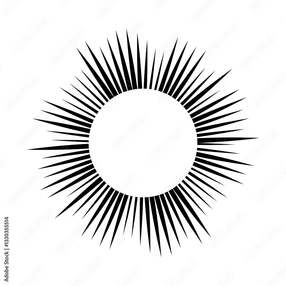 Fototapeta premium Black sun rays on white background
