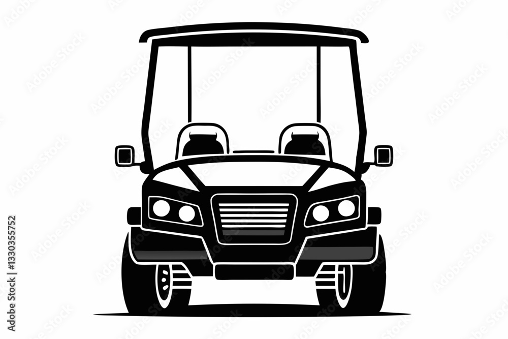 golf cart line art silhouette vector illustration