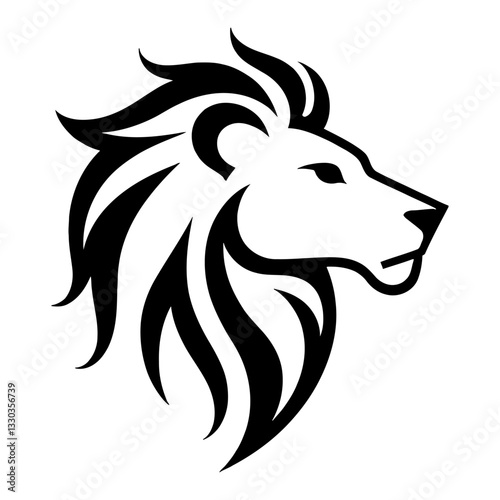 Minimalist Line Logo Style of Head Lion Black and White Graphic Modern Outline Line Art Drawing