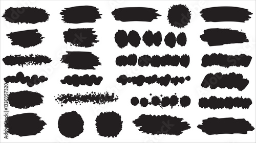 Black ink splashes and paint strokes set in grunge style