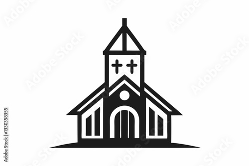minimalist church icon logo line art silhouette vector illustration