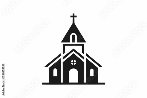 minimalist church icon logo line art silhouette vector illustration